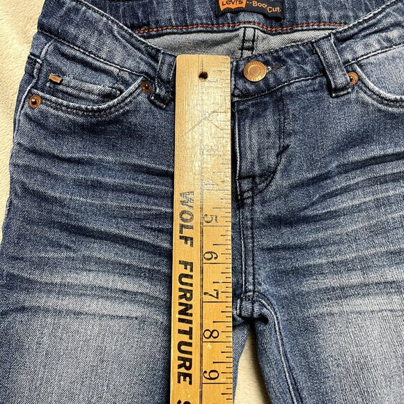 Levis Jeans Girl Sz‎ 8 Boot Cut Blue Low Rise Contrast Stitching Adjustable - Picture 6 of 14